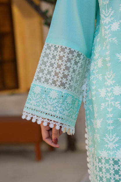 Pastel Teal Pure Cotton Farshi Shalwar Suit