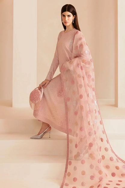 Pink Peach Pure Raw Silk Suit with Complementary Pouch