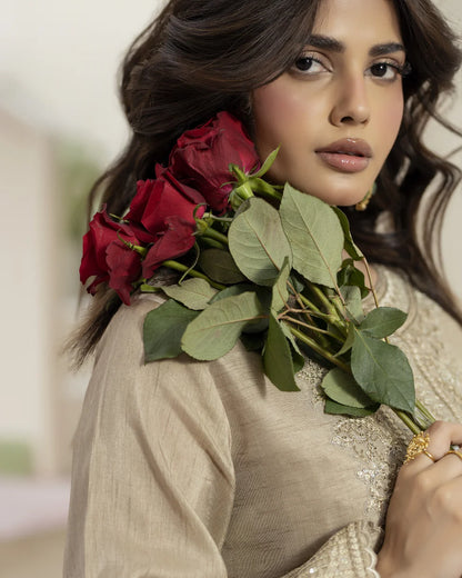 Elegant Beige Raw Silk Suit