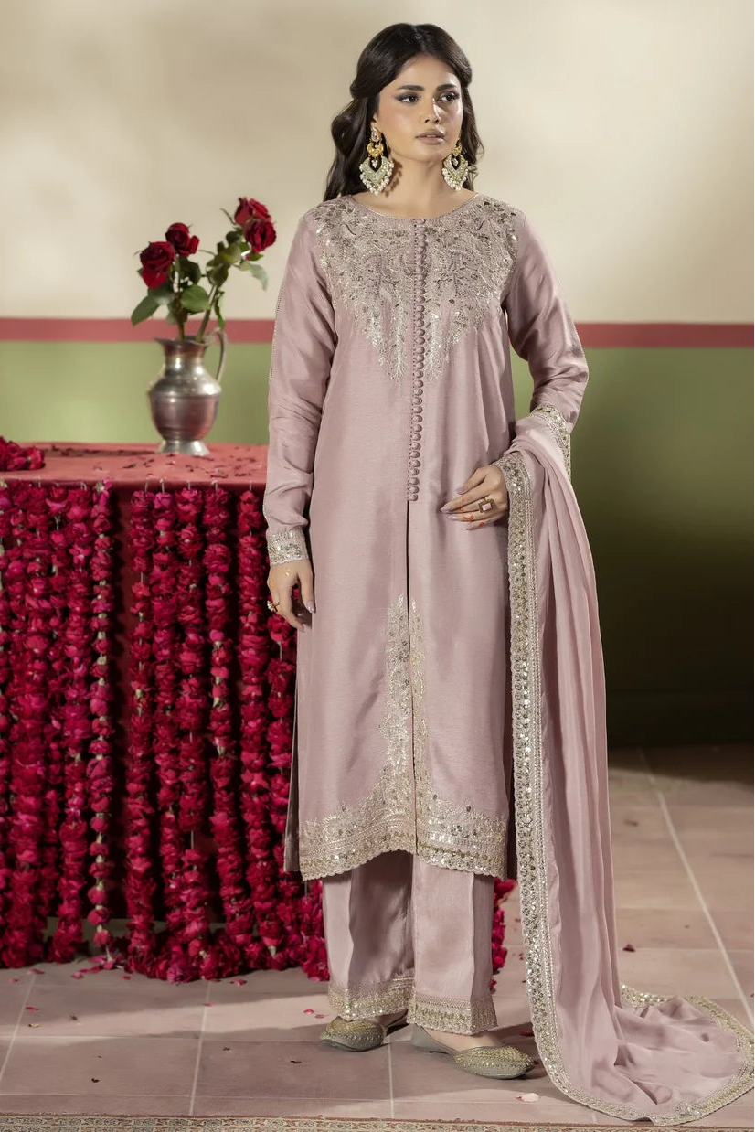 Elegant T Pink Raw Silk Suit