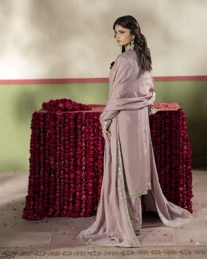 Elegant T Pink Raw Silk Suit