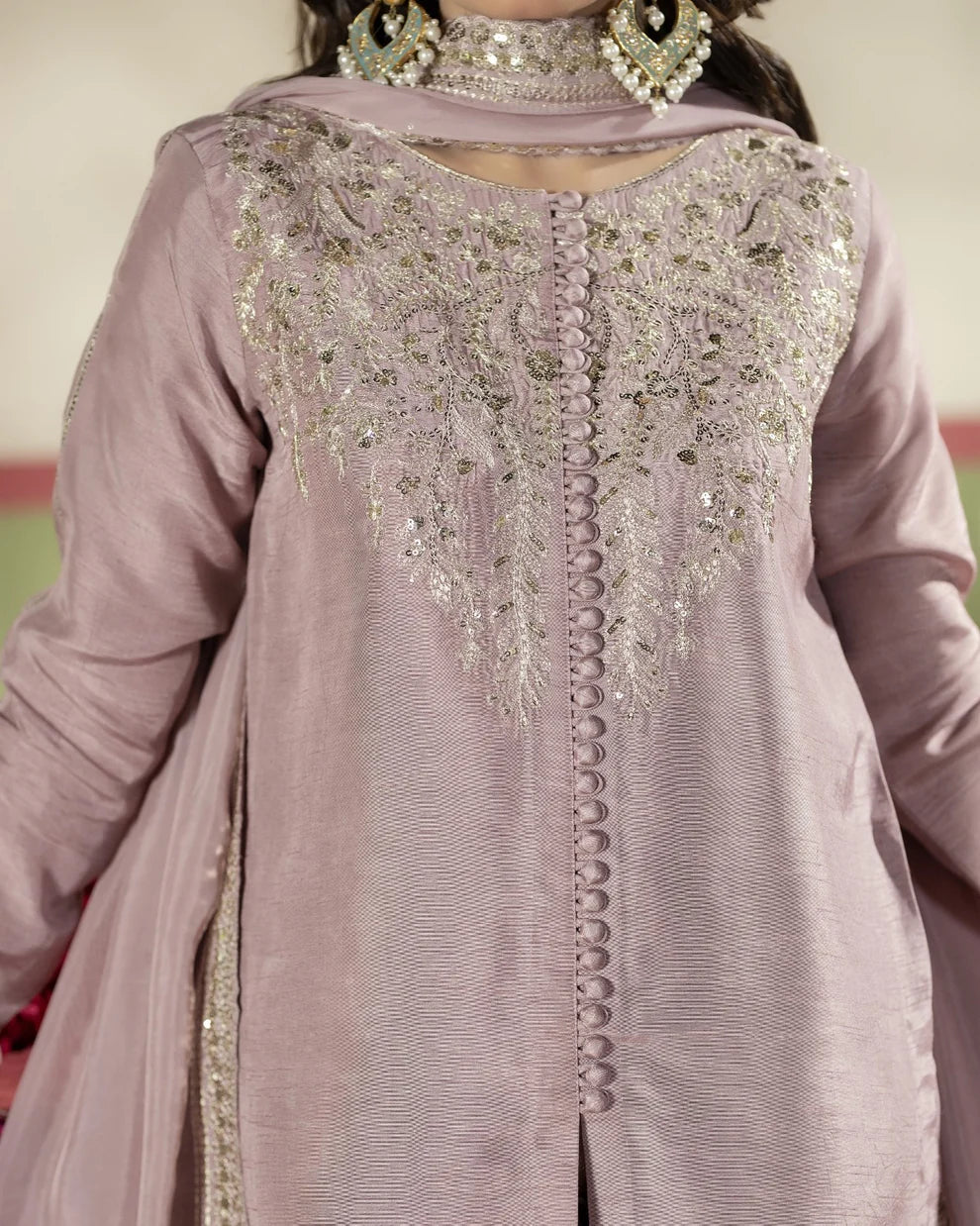 Elegant T Pink Raw Silk Suit