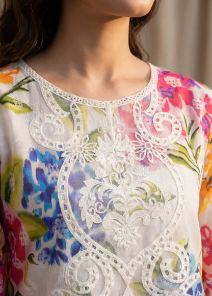 Multicolor Embroidered Lawn Kurta Set with Dupatta
