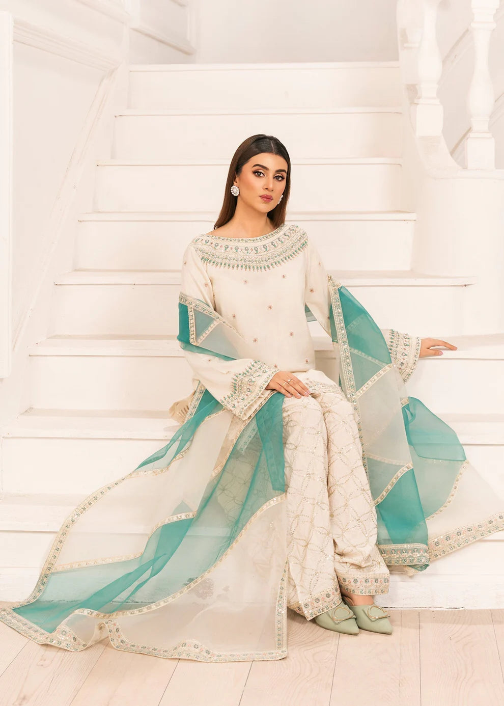 Ivory Raw Silk Farshi Shalwar Suit