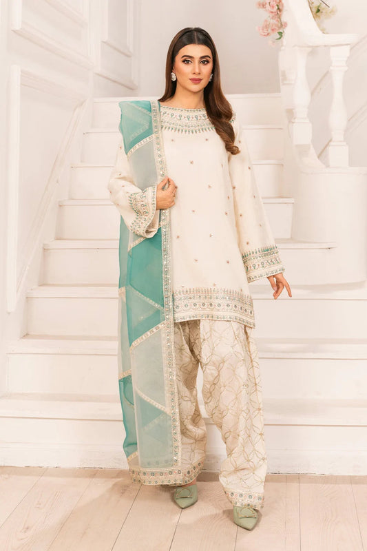 Ivory Raw Silk Farshi Shalwar Suit