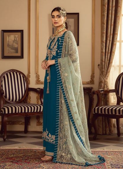 Zinc Blue Handmade Raw Silk Suit