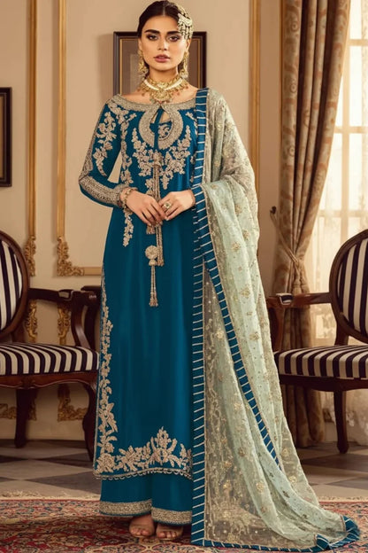 Zinc Blue Handmade Raw Silk Suit