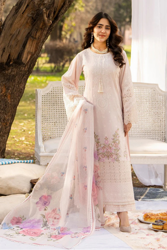 Pastel Pink Cut Work Embroidered Lawn Suit