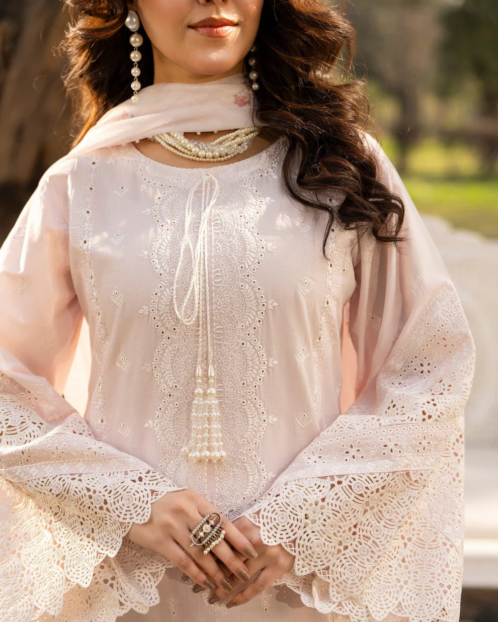 Pastel Pink Cut Work Embroidered Lawn Suit