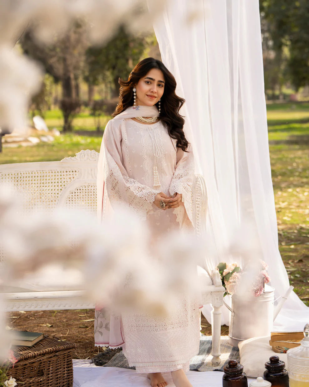 Pastel Pink Cut Work Embroidered Lawn Suit