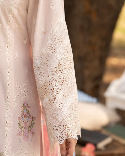 Pastel Pink Cut Work Embroidered Lawn Suit