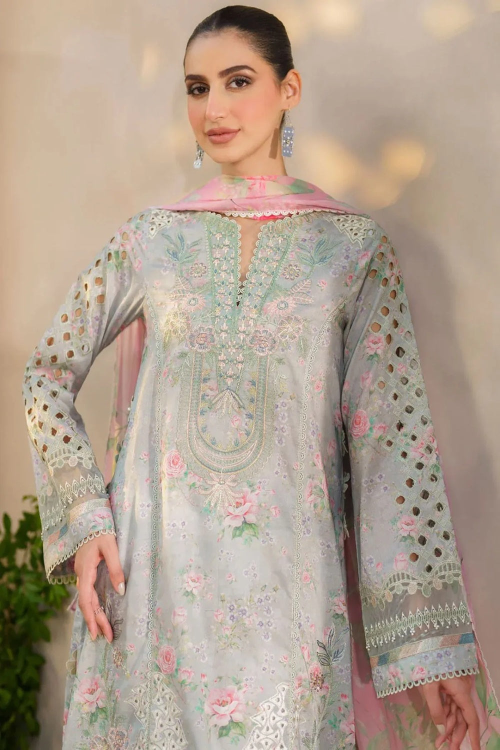 Pastel Color Chikankari Lawn Suit with Chiffon Dupatta