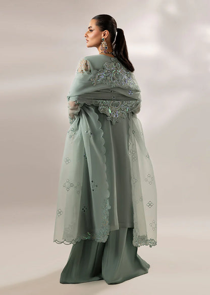 Pastel Green Embellished Suit with Flared Trouser