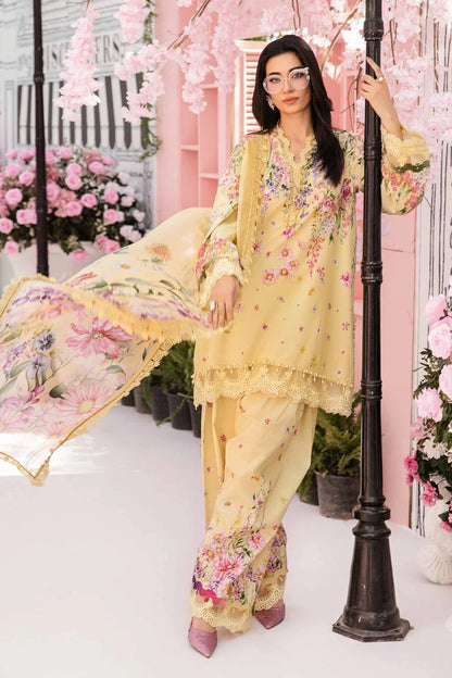 Pastel Yellow Pure Lawn Suit with Chiffon Dupatta