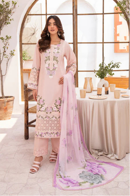 Pastel Pink Pure Cotton Chikankari Suit