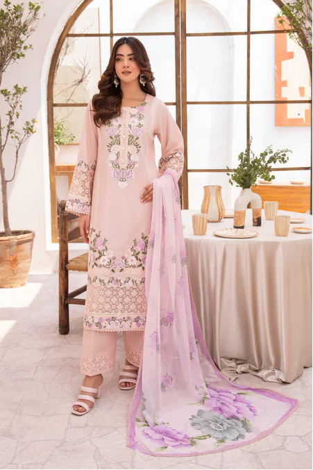 Pastel Pink Pure Cotton Chikankari Suit