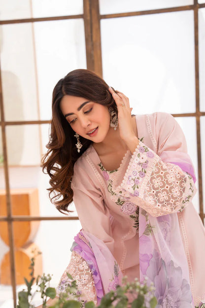 Pastel Pink Pure Cotton Chikankari Suit