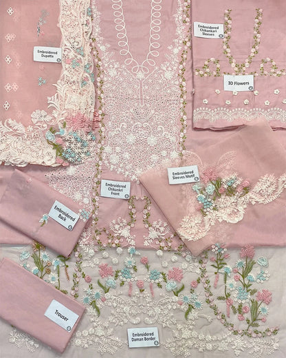 Pastel Pink Heavy Embroidered Luxury Lawn Suit