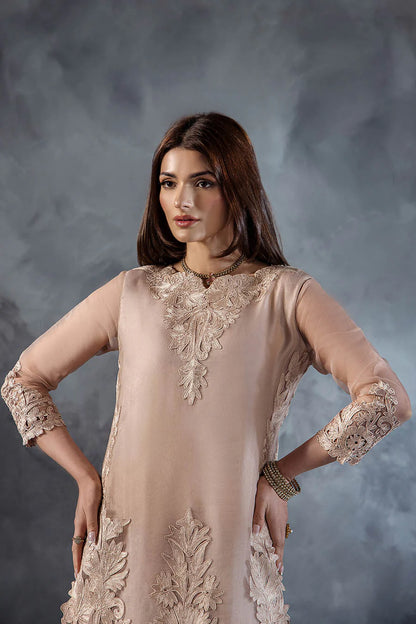 Hand Embroidered Pastel Pink Crushed Sharara