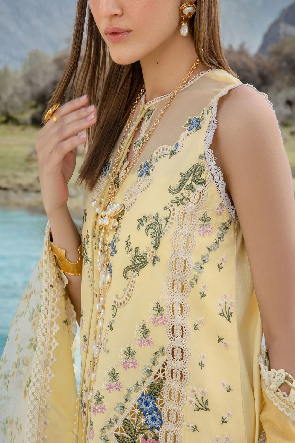 Pastel Yellow Embroidered Pure Lawn Suit