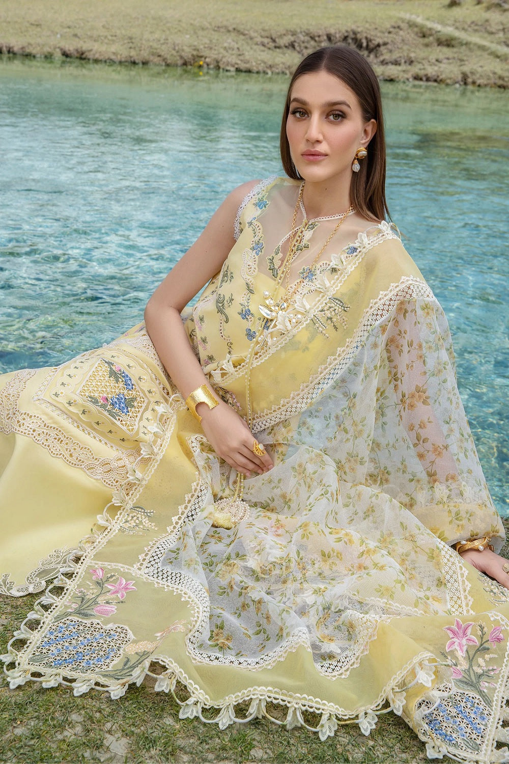 Pastel Yellow Embroidered Pure Lawn Suit