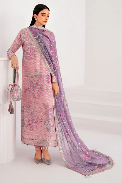 Digital Printed Sequins Embroidered Chiffon Suit