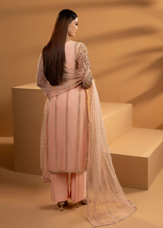 Peach Embellished Partywear Suit