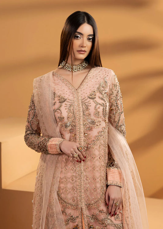 Peach Embellished Partywear Suit