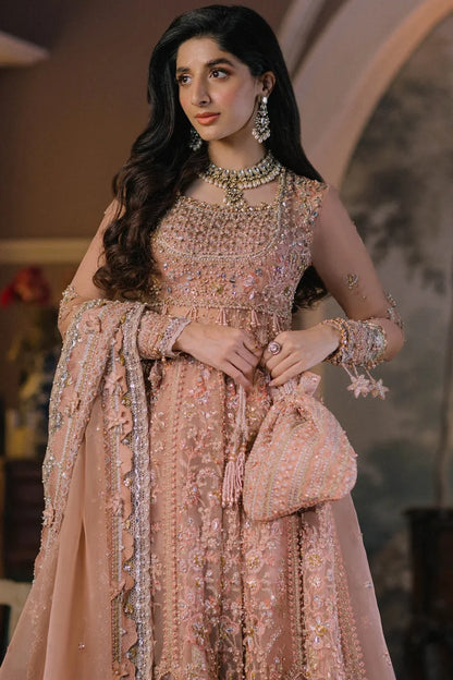 Handmade Peach Pink Semi-Stitched Anarkali Maxi