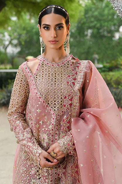 Peach Pink Heavy Sequins Embroidered Lawn Suit