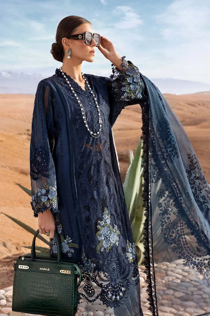 Peacock Blue Heavy Chikankari Embroidered Lawn Suit