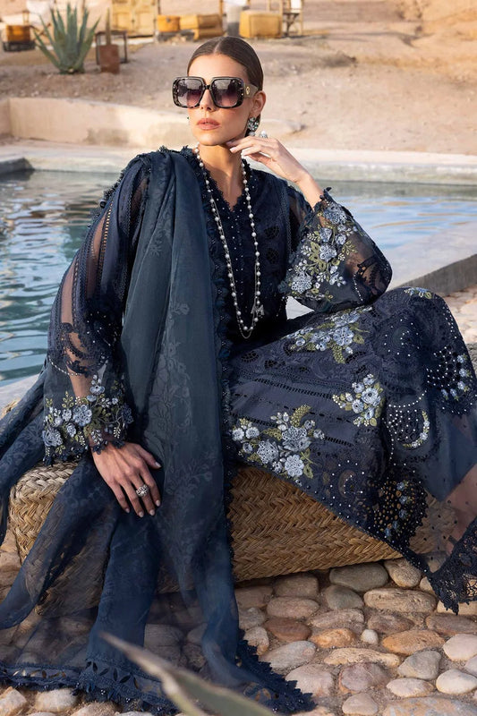 Peacock Blue Heavy Chikankari Embroidered Lawn Suit