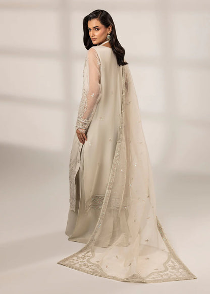 Pearl White Front Open Style Organza Suit