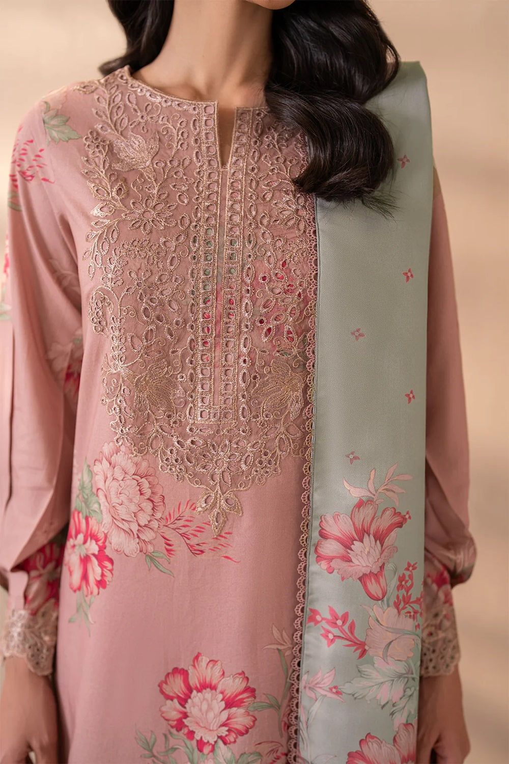 Pink Chikankari Lawn Suit with Chiffon Dupatta