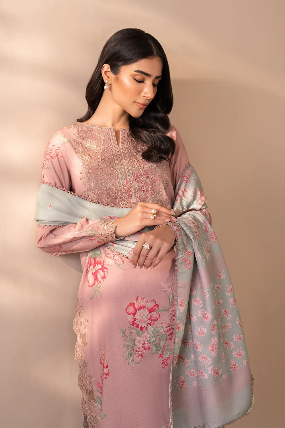 Pink Chikankari Lawn Suit with Chiffon Dupatta