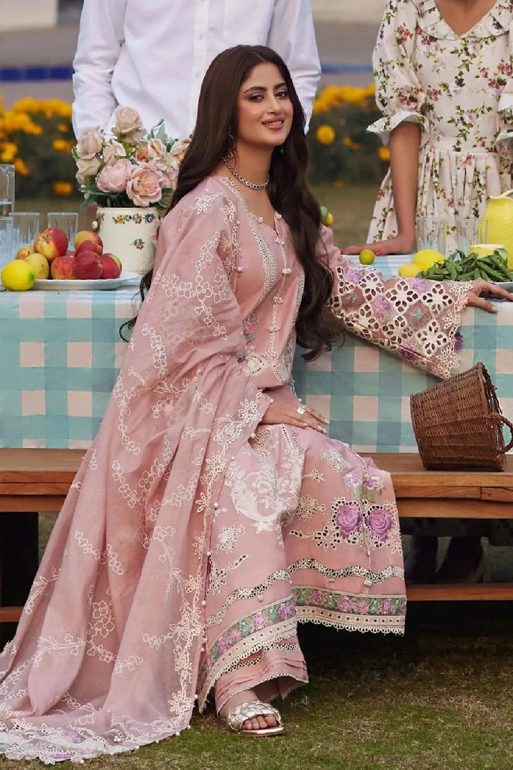 Pink Chikankari Lawn Suit with Chiffon Dupatta