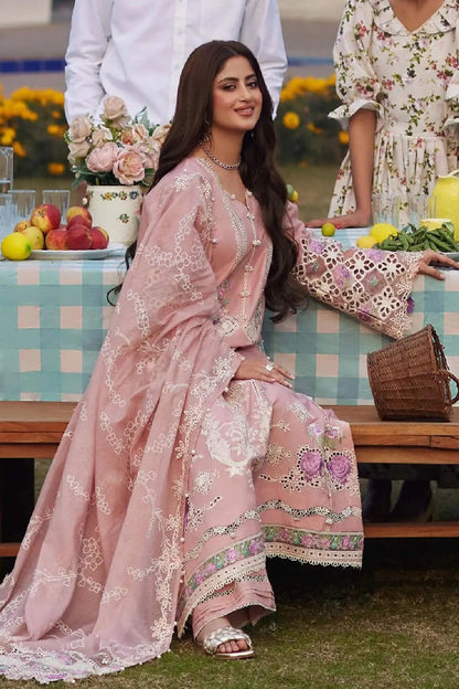 Pink Chikankari Lawn Suit with Chiffon Dupatta