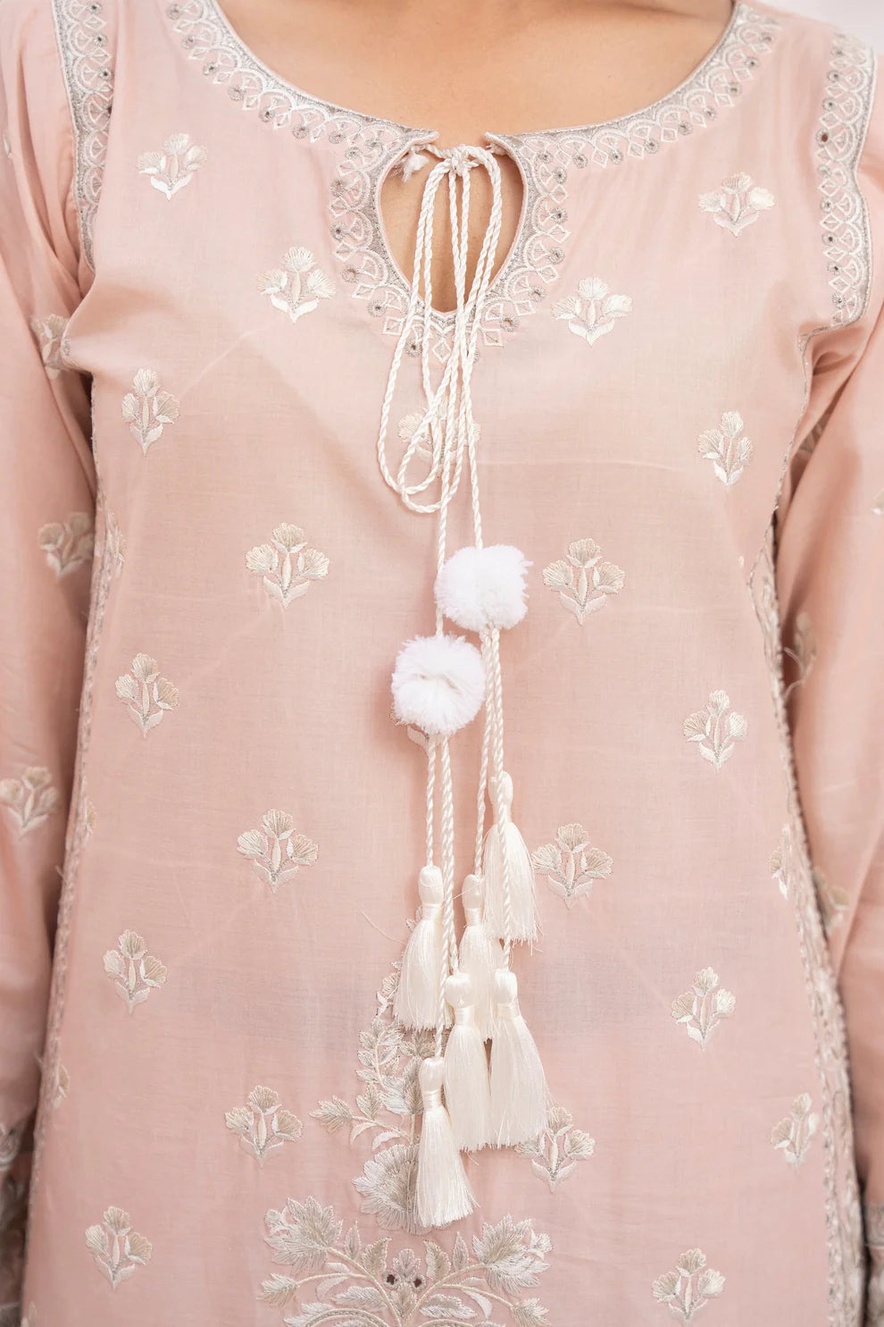 Rose Pink Richly Embroidered Farshi Shalwar Suit