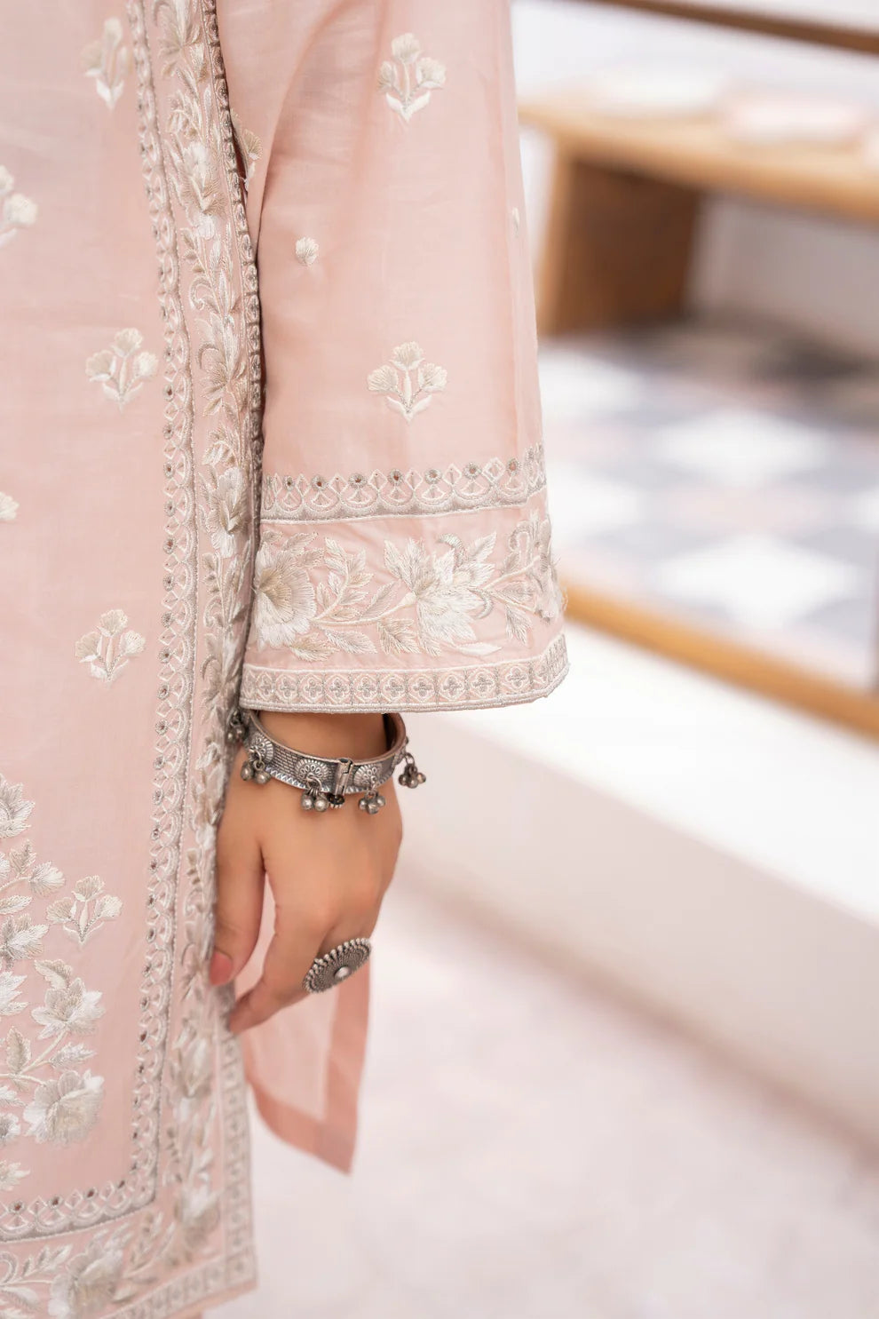 Rose Pink Richly Embroidered Farshi Shalwar Suit