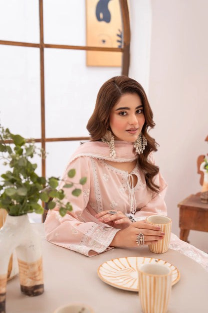 Rose Pink Richly Embroidered Farshi Shalwar Suit