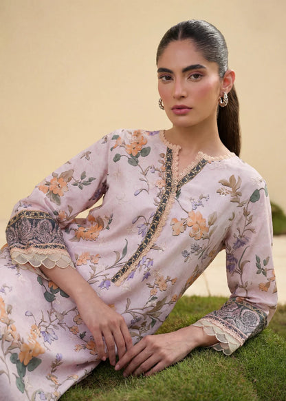 Cotton Candy Pink Embroidered Lawn Kurta Set with Dupatta Size XL