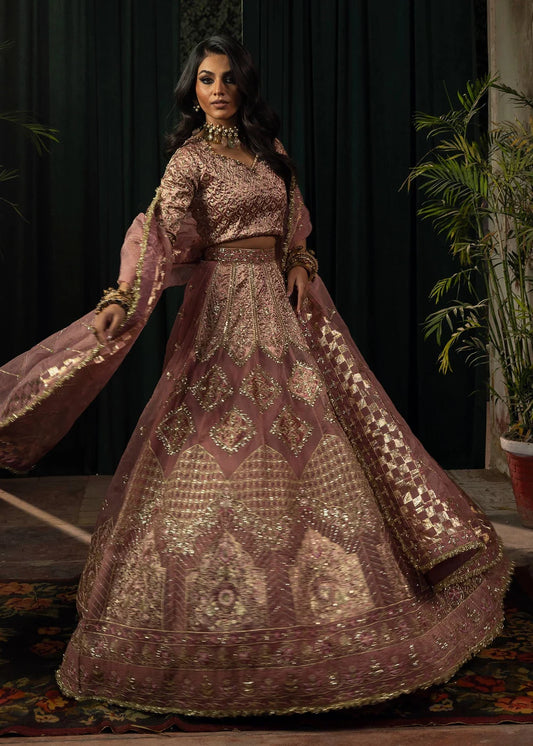 Mauve pink Embellished Tissue Lehenga Choli
