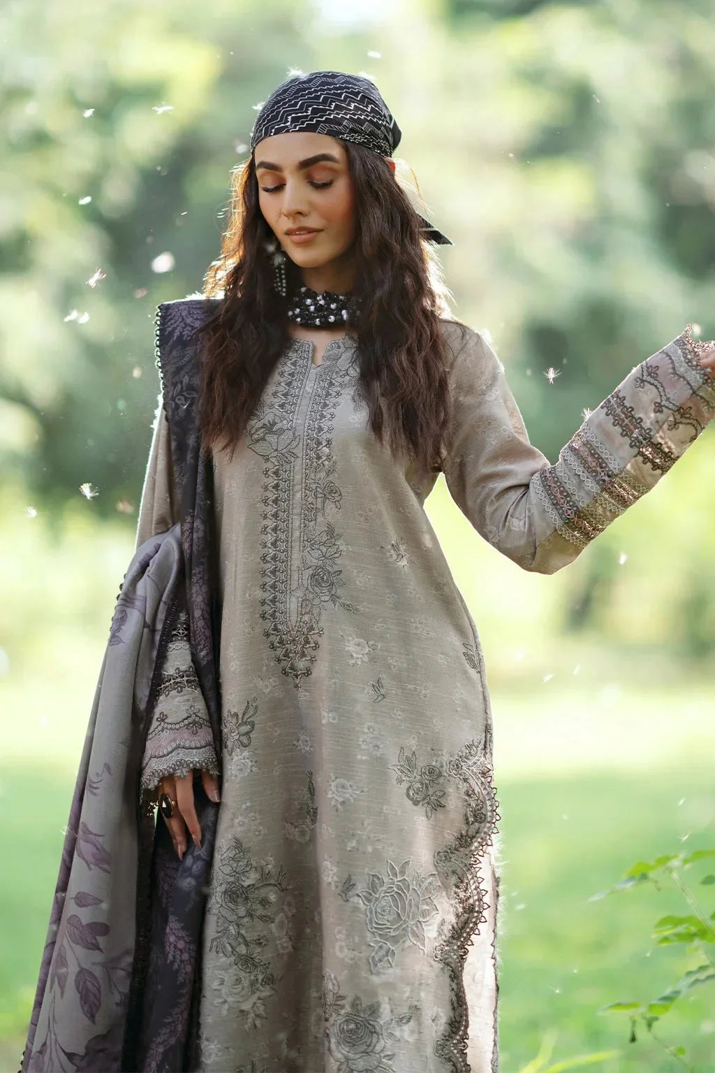 Printed Embroidered Lawn Suit with Chiffon Dupatta