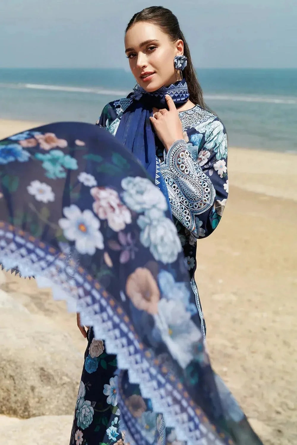 Digital Printed Lawn Suit with Embroidered Laces