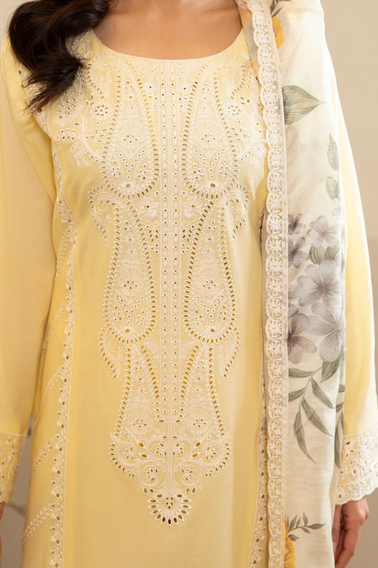 Pastel Yellow Pure Cotton Chikankari Suit
