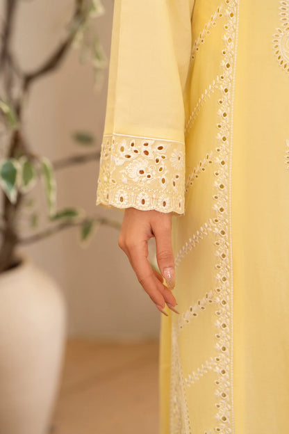 Pastel Yellow Pure Cotton Chikankari Suit