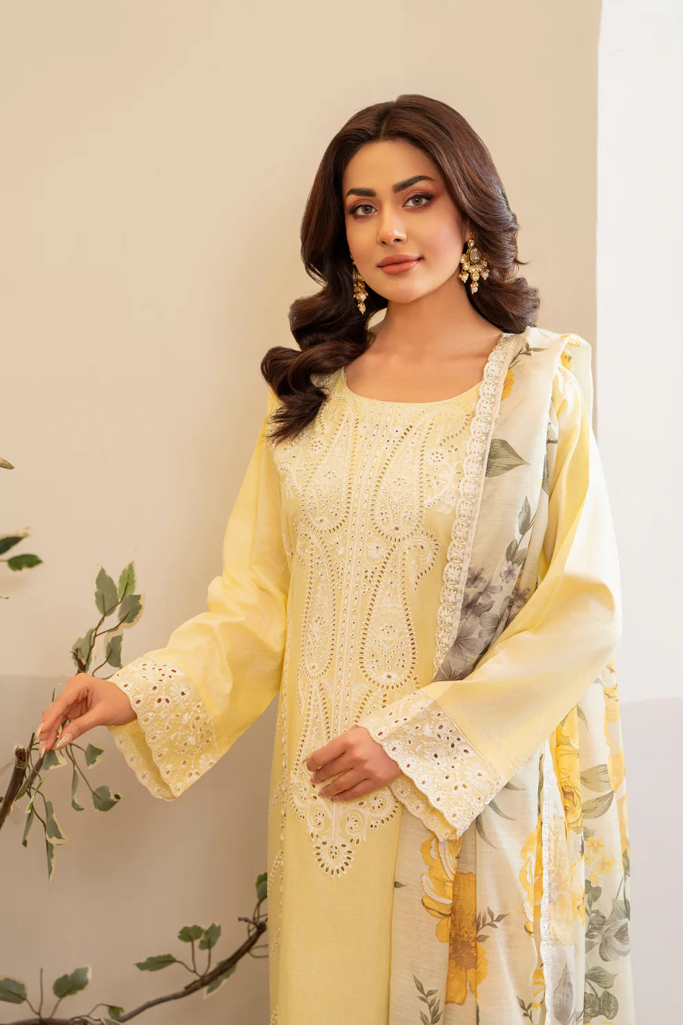 Pastel Yellow Pure Cotton Chikankari Suit