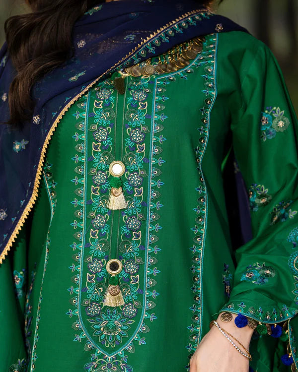 Dark Green Pure Cotton Farshi Shalwar Suit