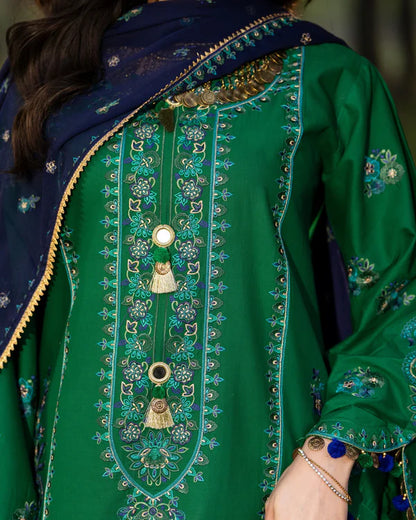 Dark Green Pure Cotton Farshi Shalwar Suit
