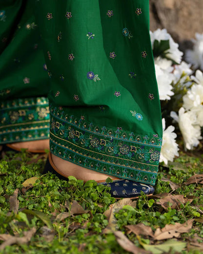 Dark Green Pure Cotton Farshi Shalwar Suit